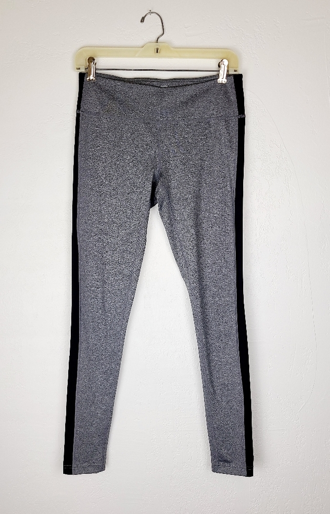 Zella Gray Leggings with Black Stripe on Sides